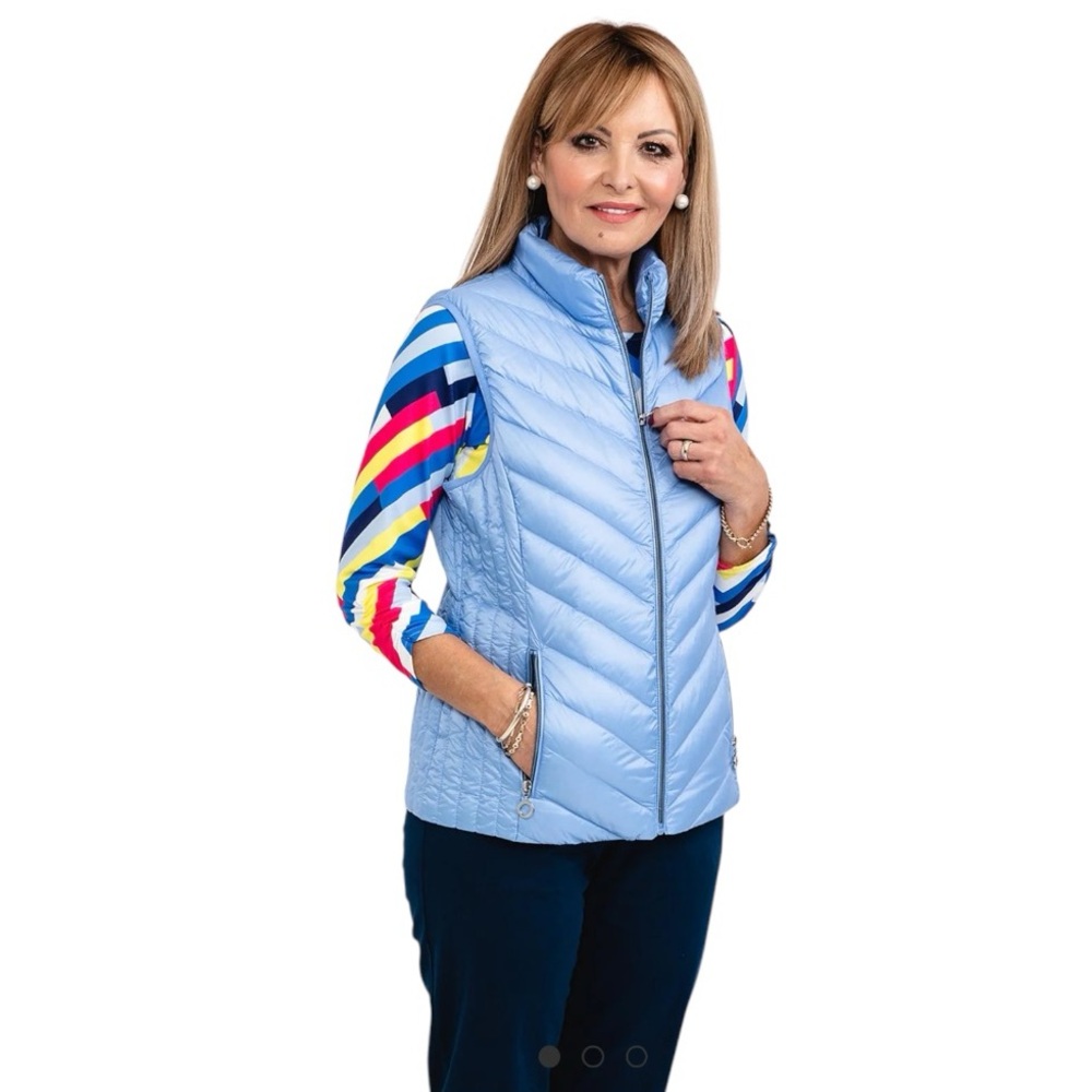 Frandsen Freja Padded Gilet - Pale Blue - Down Filled Vest - Size 10 -